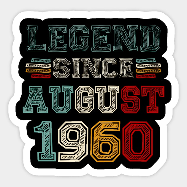 63 Years Old Legend Since August 1960 63rd Birthday Sticker by Red and Black Floral